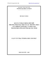 Quản lý hoạt động đổi mới phương pháp dạy học ở các trường THCS của phòng giáo dục và đào tạo Thành phố Uông Bí, tỉnh Quảng Ninh
