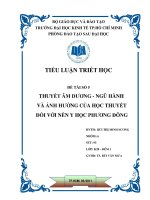 TIỂU LUẬN TRIẾT THUYẾT ÂM DƯƠNG - NGŨ HÀNH VÀ ẢNH HƯỞNG CỦA HỌC THUYẾT  ĐỐI VỚI NỀN Y HỌC CỦA PHƯƠNG ĐÔNG