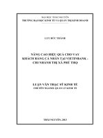 Nâng cao hiệu quả cho vay khách hàng cá nhân tại VietinBank Chi nhánh Thị xã Phú Thọ