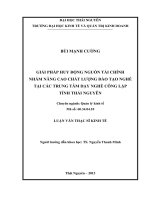 Giải pháp huy động nguồn tài chính nhằm nâng cao chất lượng đào tạo nghề tại các trung tâm dạy nghề công lập tỉnh Thái Nguyên