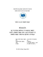 TIỂU LUẬN TRIẾT HỌC SỰ TƯƠNG ĐỒNG VÀ KHÁC BIỆT GIỮA TRIẾT HỌC HY LẠP CỔ ĐẠI VÀ TRIẾT HỌC TRUNG QUỐC CỔ ĐẠI