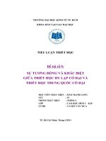TIỂU LUẬN TRIẾT HỌC SỰ TƯƠNG ĐỒNG VÀ KHÁC BIỆT GIỮA TRIẾT HỌC HY LẠP CỔ ĐẠI VÀ TRIẾT HỌC TRUNG QUỐC CỔ ĐẠI