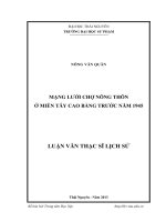 Mạng lưới chợ nông thôn ở Miền Tây Cao Bằng trước năm 1945