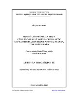 Một số giải pháp hoàn thiện công tác quản lý ngân sách nhà nước cấp xã trên địa bàn Thành phố Thái Nguyên, tỉnh Thái Nguyên