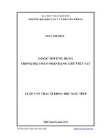 Logic mờ ứng dụng trong bài toán nhận dạng chư viết tay