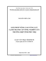 Giải pháp nâng cao năng lực cạnh tranh cấp tỉnh, nghiên cứu trường hợp tỉnh Phú Thọ