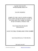 Nghiên cứu việc làm của người lao động trong những hộ bị thu hồi đất tại một số xã thuộc khu công nghiệp Yên Phong, huyện Yên Phong, tỉnh Bắc Ninh