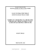 Nghiên cứu ảnh hưởng của chế độ công nghệ đến quá trình tạo phoi và chất lượng bề mặt khi phay thép SUS 304