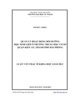Quản lý hoạt động bồi dưỡng học sinh giỏi ở trường Trung học cơ sở Quận Kiến An, Thành Phố Hải Phòng
