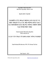 Nghiên cứu hoạt động sản xuất và thu thập của các hỗ nông dân tại 3 xã thí điểm xây dựng nông thôn mới tại tỉnh Phú Thọ