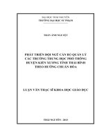 Phát triển đội ngũ cán bộ quản lý các trường trung học phổ thông Huyện Kiến Xương, tỉnh Thái Bình theo hướng chuẩn hóa