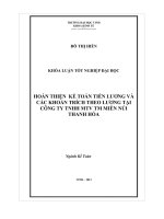 hoàn thiện kế toán tiền lương và các khoản trích theo lương tại công ty tnhh mtv tm miền núi thanh hóa