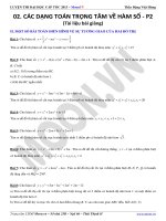 Các bài toán trọng tâm về hàm số  bài tập câu phụ khảo sát