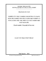 Nghiên cứu thực nghiệm ảnh hưởng của dạng răng đĩa nghiền tới chất lượng bột nghiền và năng lượng tiêu thụ trên các máy nghiền bột giấy dạng đĩa