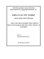 VIỆC LÀM CHO LAO ĐỘNG NÔNG THÔN Ở VIỆT NAM GIAI ĐOẠN 20012011: THỰC TRẠNG VÀ GIẢI PHÁP