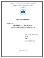 QUAN ĐIỂM VỀ CÁCH TRỊ QUỐC CỦA CÁC NHÀ TRIẾT HỌC THỜI CỔ ĐẠI