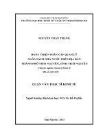 Hoàn thiện phân cấp quản lý ngân sách nhà nước trên địa bàn Thành phố Thái Nguyên, tỉnh Thái Nguyên