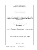 Nghiên cứu hoạt động sinh kế nhằm phát triển sản xuất nông nghiệp tại xã Kiu Lư, huyện Na Rì, tỉnh Bắc Kạn