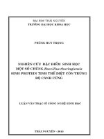 Nghiên cứu đặc điểm sinh học một số chủng Baccillus thuringiensis sinh protein tinh thể diệt côn trung bộ cánh cứng