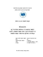 TIỂU LUẬN TRIẾT HỌC SỰ TƯƠNG ĐỒNG VÀ KHÁC BIỆT GIỮA TRIẾT HỌC HY LẠP CỔ ĐẠI VÀ TRIẾT HỌC TRUNG QUỐC CỔ ĐẠI
