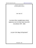 Ngành công nghiệp khai thác khoáng sản ở tỉnh Thái Nguyên giai đoạn 1997 đến 2010