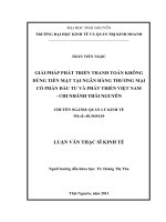 Giải pháp phát triển thanh toán không dùng tiền mặt tại ngân hàng thương mại cổ phần đầu tư và phát triển Việt Nam chi nhánh Thái Nguyên