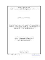 Nghiên cứu chất lượng tăng trưởng kinh tế tỉnh Quảng Ninh