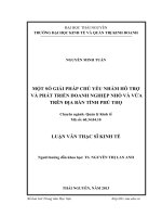 Một số giải pháp chủ yếu nhằm hỗ trợ và phát triển doanh nghiệp nhỏ và vừa trên địa bàn tỉnh Phú Thọ