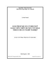 Giải pháp quản lý đội ngũ giáo viên trung học phổ thông huyện Võ Nhai theo chuẩn nghề nghiệp