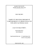 Nghiên cứu một số đặc điểm dịch tễ và biến đổi bệnh lý của bệnh cúm gia cầm type H5N1 tại tỉnh Bắc Giang