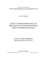 Quản lý chi phí nhằm nâng cao hiệu quả sản xuất kinh doanh tại công ty cổ phần Lilama 691