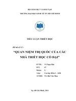 QUAN ĐIỂM VỀ CÁCH TRỊ QUỐC CỦA CÁC NHÀ TRIẾT HỌC THỜI CỔ ĐẠI