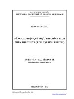 Nâng cao hiệu quả thực thi chính sách miễn thu thủy lợi phí tại tỉnh Phú Thọ