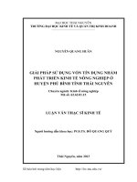Giải pháp sử dụng vốn tí dụng nhằm phát triển kinh tế nông nghiệp ở huyện Phú bình tỉnh Thái Nguyên