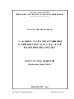 Hoạt động tuyên truyền hỗ trợ người nộp thuế tại chi cục thuế Thành phố Thái Nguyên