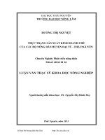 Thực trạng sản xuất kinh doanh chè của các hộ dân huyện Đại Từ tỉnh Thái Nguyên