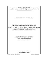 Quản lý rủi ro trong hoạt động cho vay đầu tư phát triển tại sở giao dịch I Ngân hàng phát triển Việt Nam