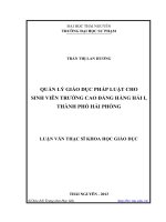 Quản lý giáo dục pháp luật cho sinh viên trường Cao đẳng Hàng hải I, Thành phố Hải Phòng