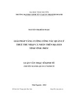 Giải pháp tăng cường công tác quản lý thuế thu nhập cá nhân trên địa bàn tỉnh Vĩnh Phúc