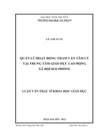 Quản lý hoạt động tham vấn tâm lý tại trung tâm giáo dục lao động xã hội Hải Phòng