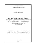Biện pháp quản lý giáo dục đạo đức học sinh các trường trung học phổ thông thành phố Hải Dương tỉnh Hải Dương