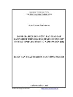 Đánh giá hiệu quả công tác giao đất lâm nghiệp trên địa bàn huyện Hương Sơn tỉnh Hà Tĩnh giai đoạn từ năm 1996 đến 2012