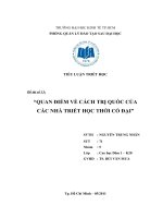 QUAN ĐIỂM VỀ CÁCH TRỊ QUỐC CỦA CÁC NHÀ TRIẾT HỌC THỜI CỔ ĐẠI