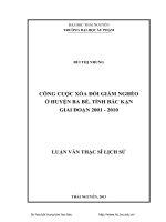 Công cuộc xóa đói giảm nghèo ở Huyện Ba Bể, tỉnh Bắc Kạn giai đoạn 2001 đến 2010