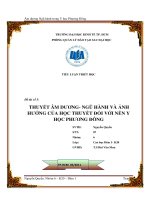 TIỂU LUẬN  THUYẾT ÂM DƯƠNG - NGŨ HÀNH VÀ ẢNH HƯỞNG CỦA HỌC THUYẾT  ĐỐI VỚI NỀN Y HỌC CỦA PHƯƠNG ĐÔNG
