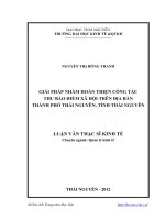 Giải pháp nhằm hoàn thiện công tác thu bảo hiểm xã hội trên địa bàn Thành phố Thái Nguyên, tỉnh Thái Nguyên