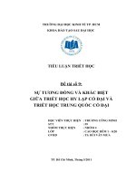 TIỂU LUẬN TRIẾT HỌC SỰ TƯƠNG ĐỒNG VÀ KHÁC BIỆT GIỮA TRIẾT HỌC HY LẠP CỔ ĐẠI VÀ TRIẾT HỌC TRUNG QUỐC CỔ ĐẠI