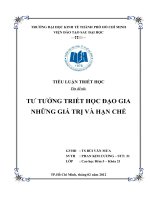 TIỂU LUẬN TRIẾT HỌC TƯ TƯỞNG TRIẾT HỌC ĐẠO GIA  NHỮNG GIÁ TRỊ VÀ HẠN CHẾ