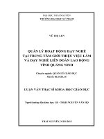 Quản lý hoạt động dạy nghề tại trung tâm giới thiệu việc làm và dạy nghề liên đoàn lao động tỉnh Quảng Ninh