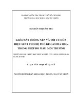 Khảo sát phông nền và tối ưu hóa hiệu suất cho hệ phổ kế gamma HPGe trong phép đo mẫu môi trường